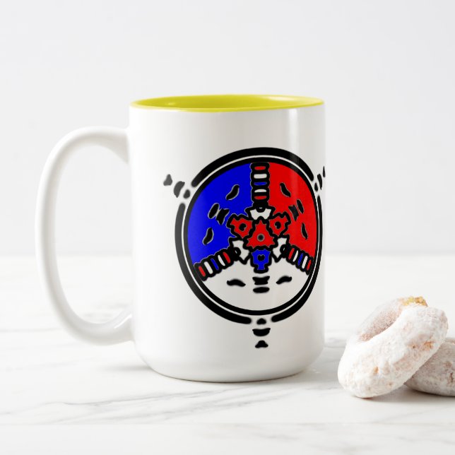 Caneca De Café Em Dois Tons Mandala Zen Poderosa (Com Donut)