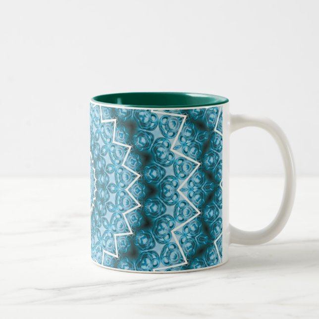 Caneca De Café Em Dois Tons Mandarim Azul Claro / Mandala (Direita)