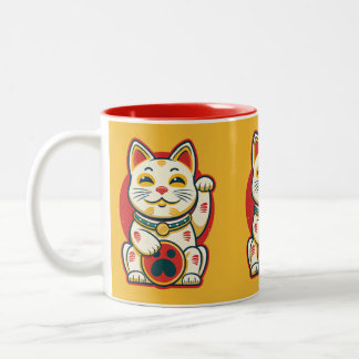 Caneca De Café Em Dois Tons Maneki Neko - Gato Sortudo