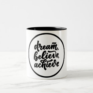 Caneca De Café Em Dois Tons Mangueira Inspiracional Preto e Branco Moderno com
