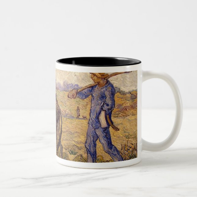 Caneca De Café Em Dois Tons Manhã de Vincent van Gogh |, saindo trabalhar (Direita)