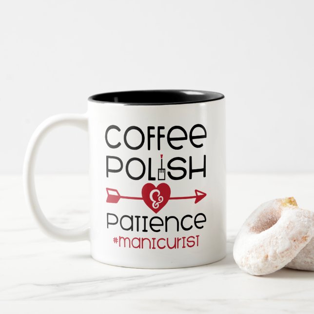Caneca De Café Em Dois Tons Manicurist Nail Tech Cosmetologista Manicure Salon (Com Donut)