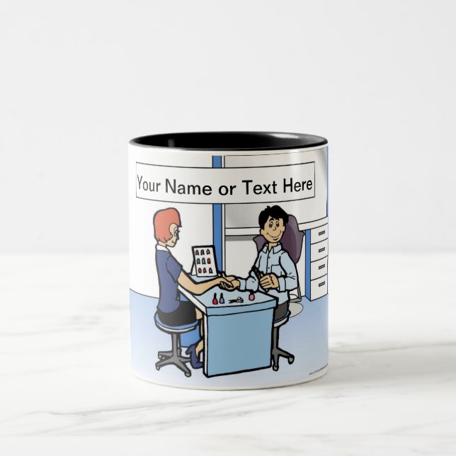 Caneca De Café Em Dois Tons Manicurista Personalizado, Nail Tech - Cartoon Mas (Centro)