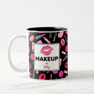 Caneca De Café Em Dois Tons Manipulação de Padrão de Lipstick personalizado Tw