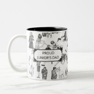 Caneca De Café Em Dois Tons Manipuladores de Cachorros Mostrar Toalha Preta