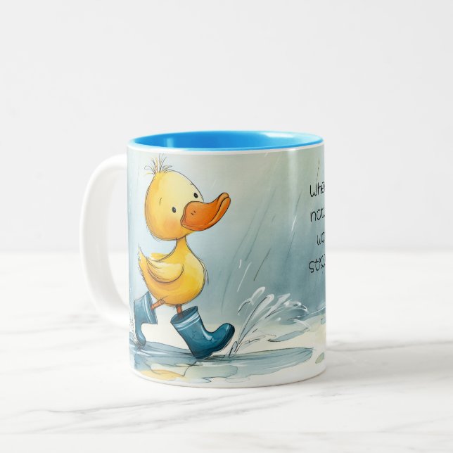 Caneca De Café Em Dois Tons Mantendo a caneca de dois tons seca na cama (Frente Esquerda)