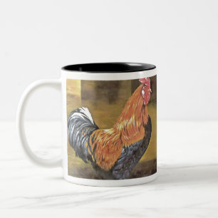 Caneca De Café Em Dois Tons Mantendo Galinhas Arte De Galeria