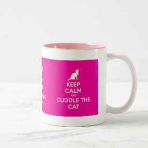 Caneca De Café Em Dois Tons Mantenha a calma & afague o gato