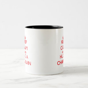 Caneca De Café Em Dois Tons Mantenha a calma e abrace um capelão