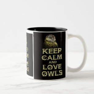 Caneca De Café Em Dois Tons Mantenha a Calma e Ame Corujas Presente Original d
