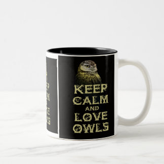 Caneca De Café Em Dois Tons Mantenha a Calma e Ame Corujas Presente Original d