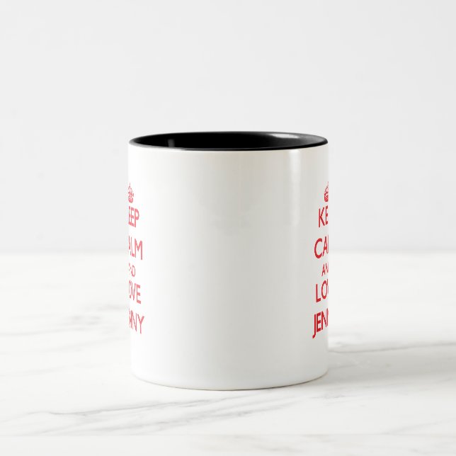 Caneca De Café Em Dois Tons Mantenha a calma e ame Jenny (Centro)