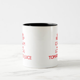 Caneca De Café Em Dois Tons Mantenha a calma e ame o suco de tomate