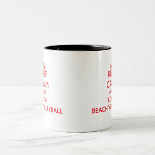 Caneca De Café Em Dois Tons Mantenha a calma e ame o voleibol de praia
