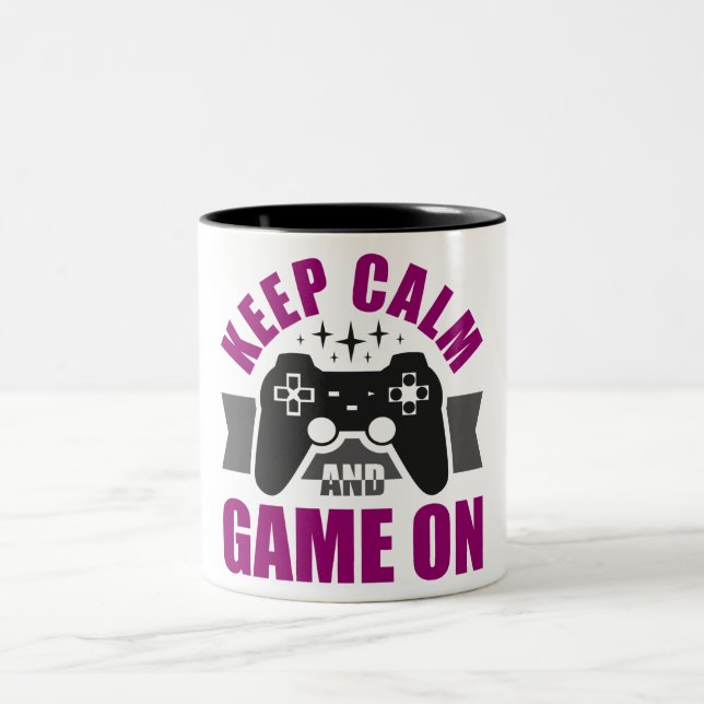 Caneca De Café Em Dois Tons Mantenha a calma e jogue games (Centro)