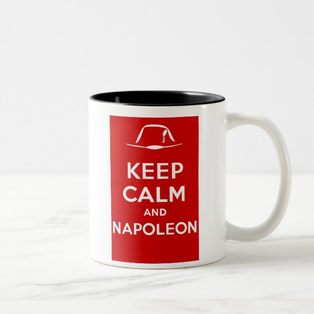 Caneca De Café Em Dois Tons Mantenha a calma e o Napoleon (Direita)