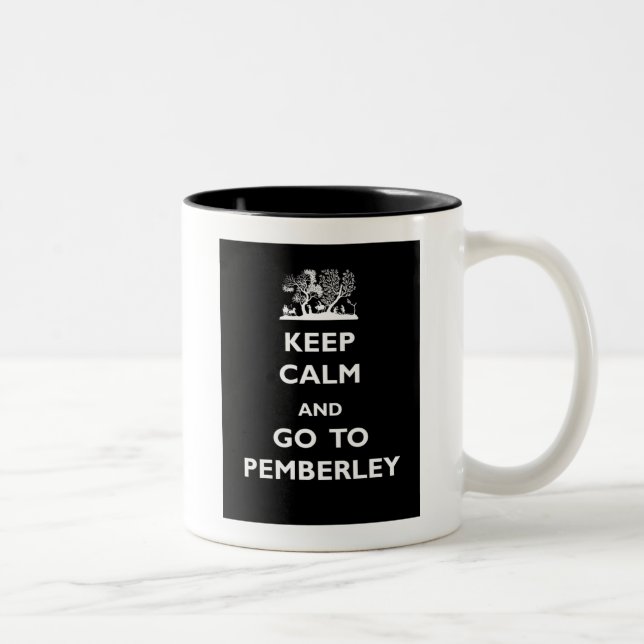 Caneca De Café Em Dois Tons Mantenha a calma e vá a Pemberley (Direita)