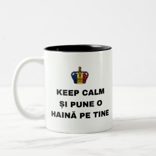 CANECA DE CAFÉ EM DOIS TONS MANTENHA A CALMA E VISTA UM CASACO