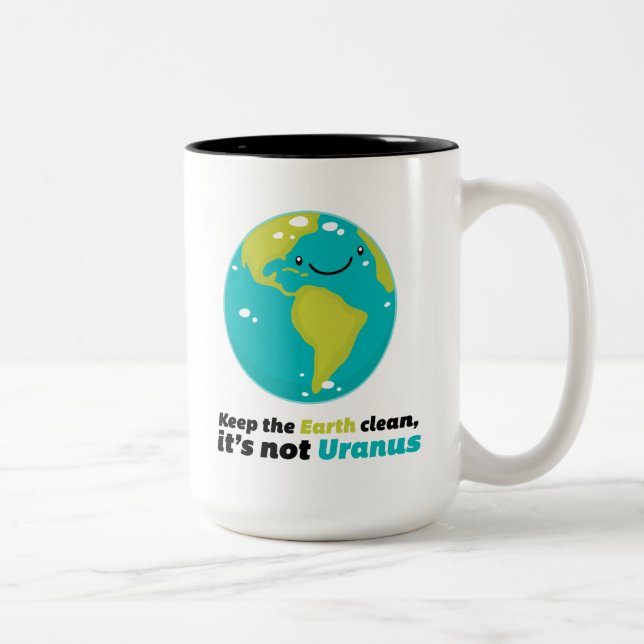 Caneca De Café Em Dois Tons Mantenha a terra limpa (Direita)