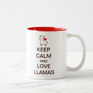Caneca De Café Em Dois Tons Mantenha calma e ame Lhamas