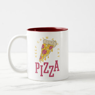 Caneca De Café Em Dois Tons Mantenha Calma E Coma Pizza Engraçados Comidas