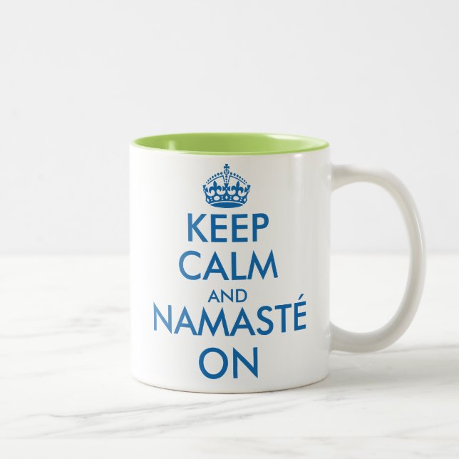 Caneca De Café Em Dois Tons Mantenha Calma e Namasté no caneco de meditação de (Direita)