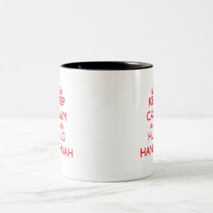 Caneca De Café Em Dois Tons Mantenha calmo e abraço Hannah