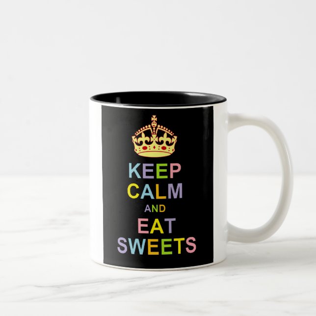 Caneca De Café Em Dois Tons Mantenha calmo e coma doces (Direita)