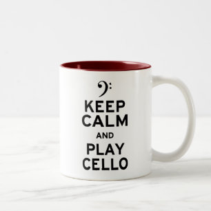 Caneca De Café Em Dois Tons Mantenha o violoncelo da calma e do jogo