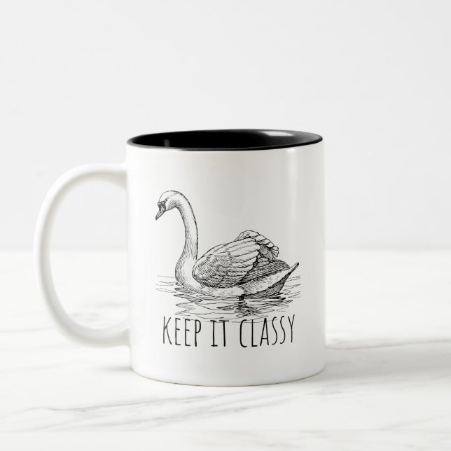 Caneca De Café Em Dois Tons Mantenha-se Elegante Cisne Elegante (Esquerda)