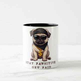Caneca De Café Em Dois Tons Mantenha-se pawsitivo, cãozinho de estimação e mãe