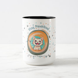 Caneca De Café Em Dois Tons Mantenha-se persuasivo minimalista / Cat/Encorajam