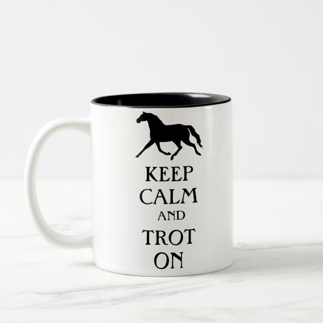 Caneca De Café Em Dois Tons Manter Calma e Trote no Equestre (Esquerda)