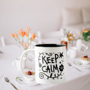 Caneca De Café Em Dois Tons Manter Cotação Preta Calma