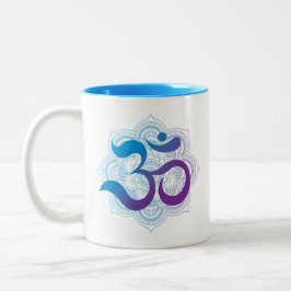 Caneca De Café Em Dois Tons Mantra Purple Blue Om