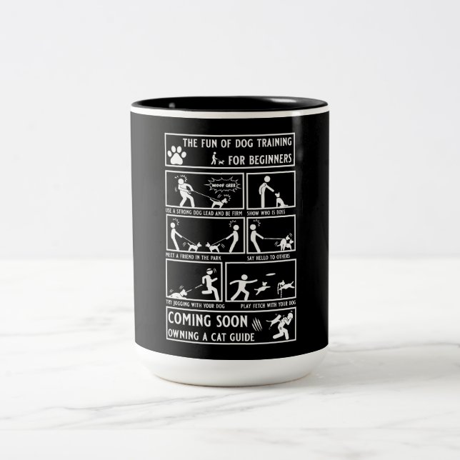 Caneca De Café Em Dois Tons Manual de instruções de treinamento de cães engraç (Centro)