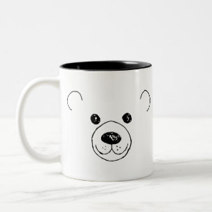 Caneca De Café Em Dois Tons Mão Desenhada Urso Muito Bonito O Urso Mais Cort