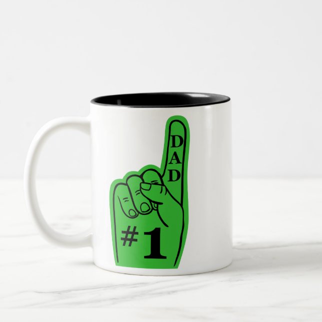 Caneca De Café Em Dois Tons Mão do fã de esportes do pai #1 no verde (Esquerda)