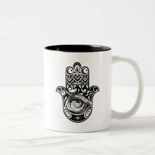 Caneca De Café Em Dois Tons Mão Zendoodle de Hamsa