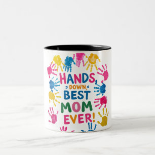 Caneca De Café Em Dois Tons Mãos Para Baixo A Melhor Mãe Mug