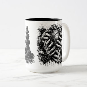 Caneca De Café Em Dois Tons Mãos que agarram o Ba de Orkney