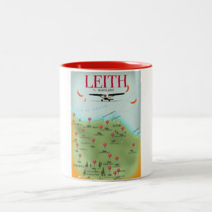 Caneca De Café Em Dois Tons Mapa antigo do estilo de Leith Escócia