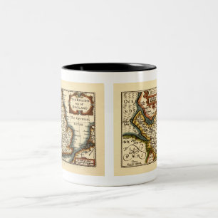 Caneca De Café Em Dois Tons Mapa Antiquário do Condado de Cheshire (Chester) I