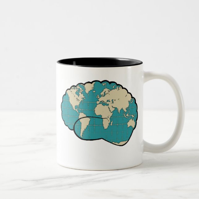Caneca De Café Em Dois Tons Mapa cerebral do mundo (Direita)