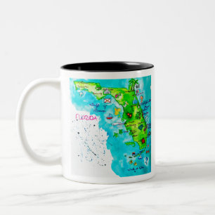 Caneca De Café Em Dois Tons Mapa da aguarela de Florida