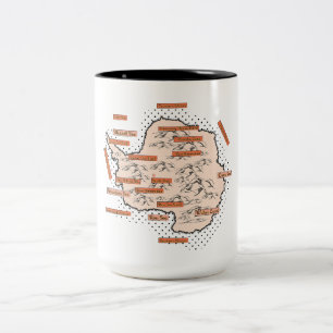 Caneca De Café Em Dois Tons Mapa da Antártica Vintage