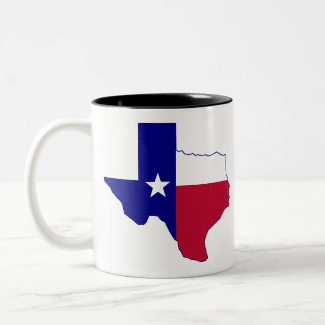 Caneca De Café Em Dois Tons Mapa da Bandeira do Texas (Esquerda)