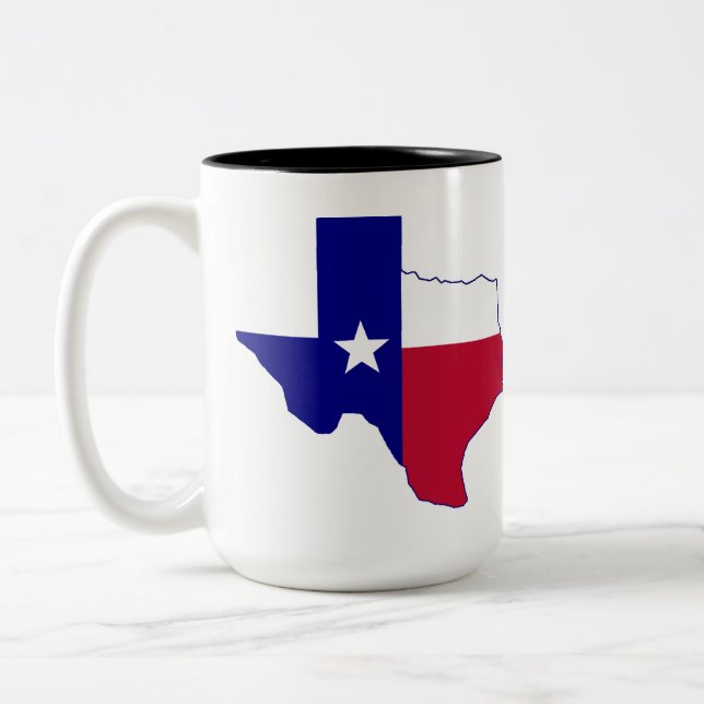 Caneca De Café Em Dois Tons Mapa da Bandeira do Texas (Esquerda)