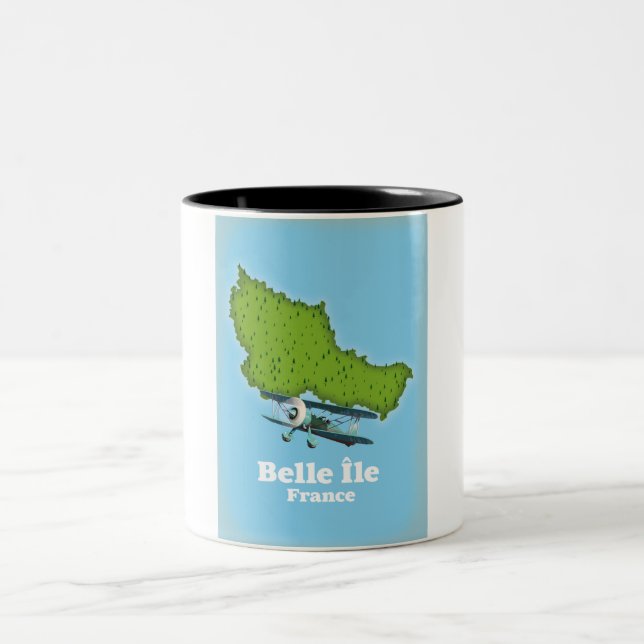 Caneca De Café Em Dois Tons Mapa da Belle Île França (Centro)