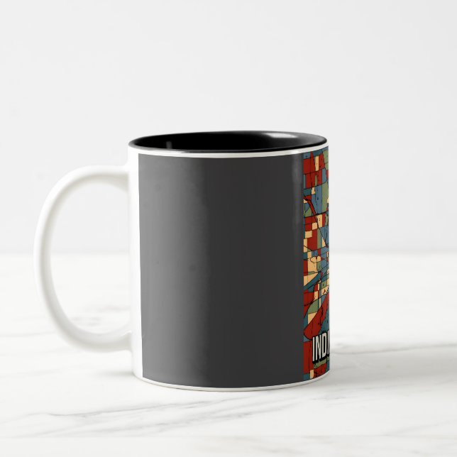 Caneca De Café Em Dois Tons Mapa da cidade de Indianápolis - Tonelada de Abstr (Esquerda)
